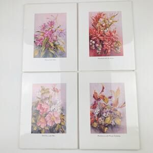 Lot of 4 Graziano Flower Prints Wall Decor Floral Art 8" x 10.5"